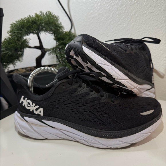Hoka One One Black and White Athletic Shoes - Picture 2 of 9